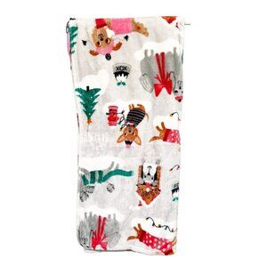 Betsey Johnson Christmas Holiday Dog Snow Day Soft Plush Throw Blanket